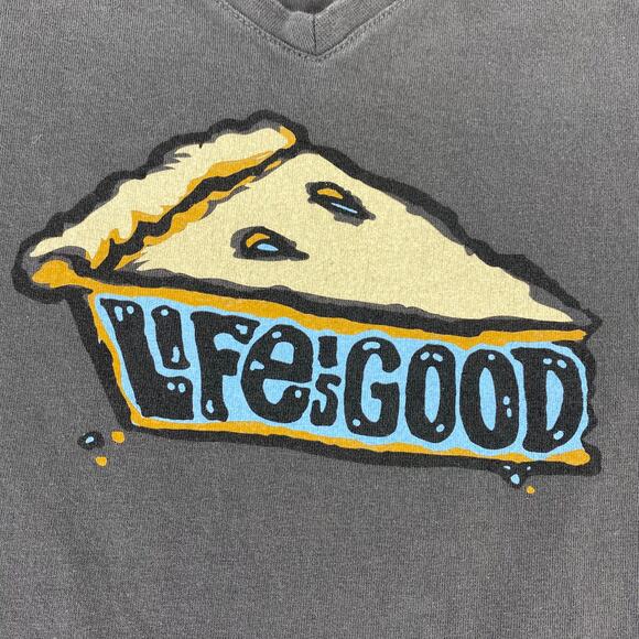 Life is good shirt womens size small  slice of pie crusher tee gray - Picture 2 of 9